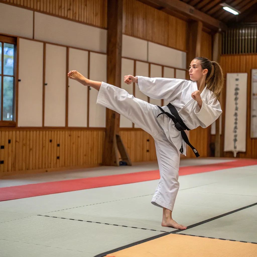 Emily practicing martial arts